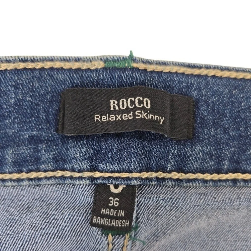 True Religion Rocco Jeans Men 36 Blue Cotton Relaxed Skinny Flap Pocket Designer